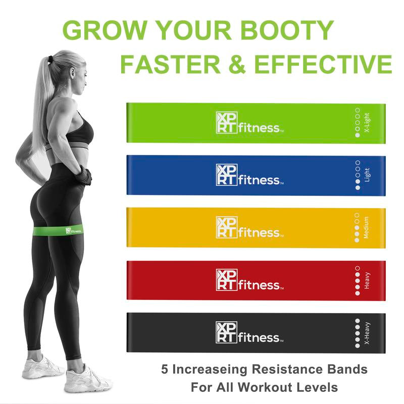 XPRT Natural Latex Resistance Bands,Pack of 5 Different Levels Elastic Band for Home Gym Exercise Workout,Great Fitness Equipment for Training, Yoga,Butt Resistance Bands Gym Accessories
