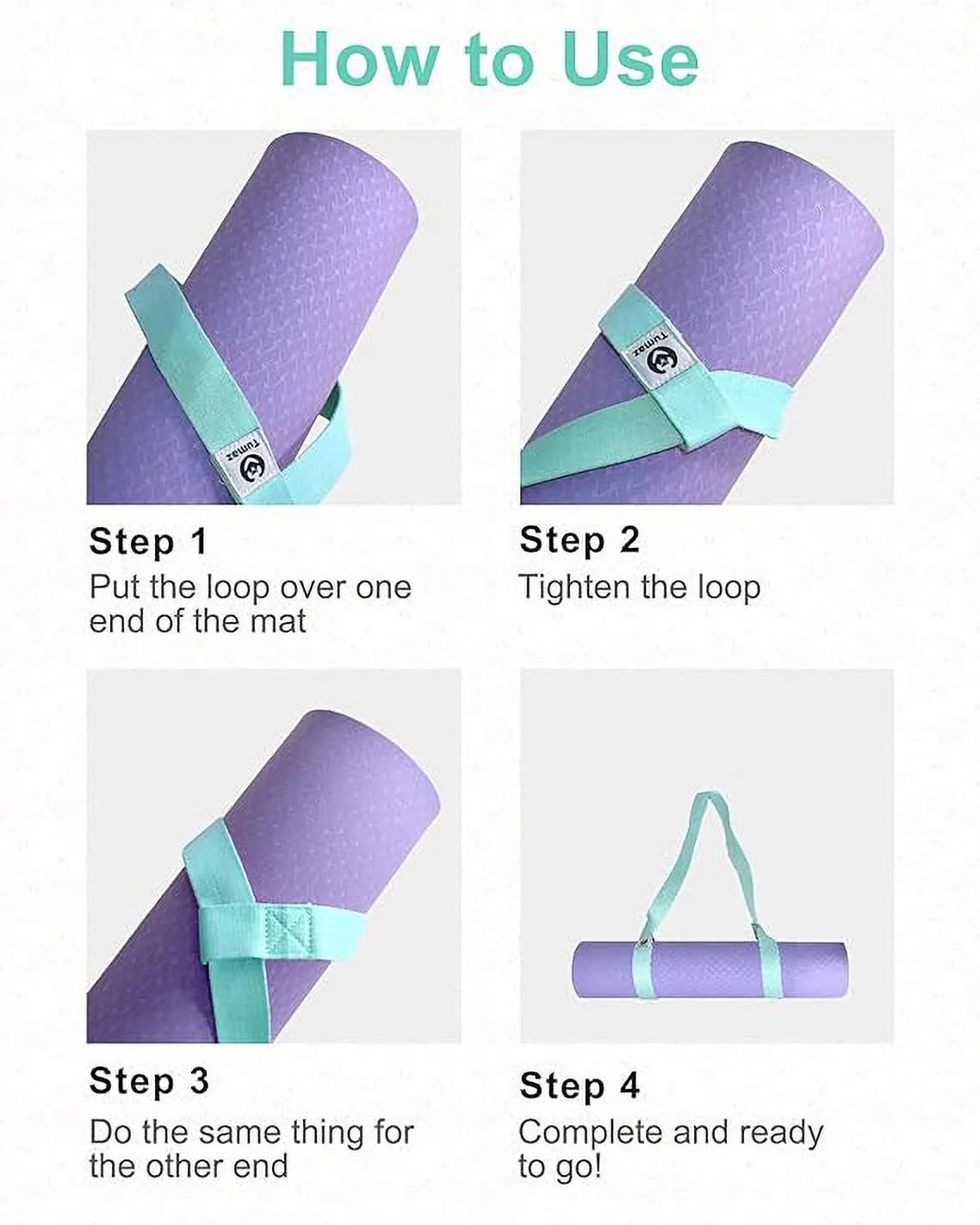 Yoga Mat Holder (Mat Not Incl.), Adjustable Yoga Mat Carrier, Turquoise