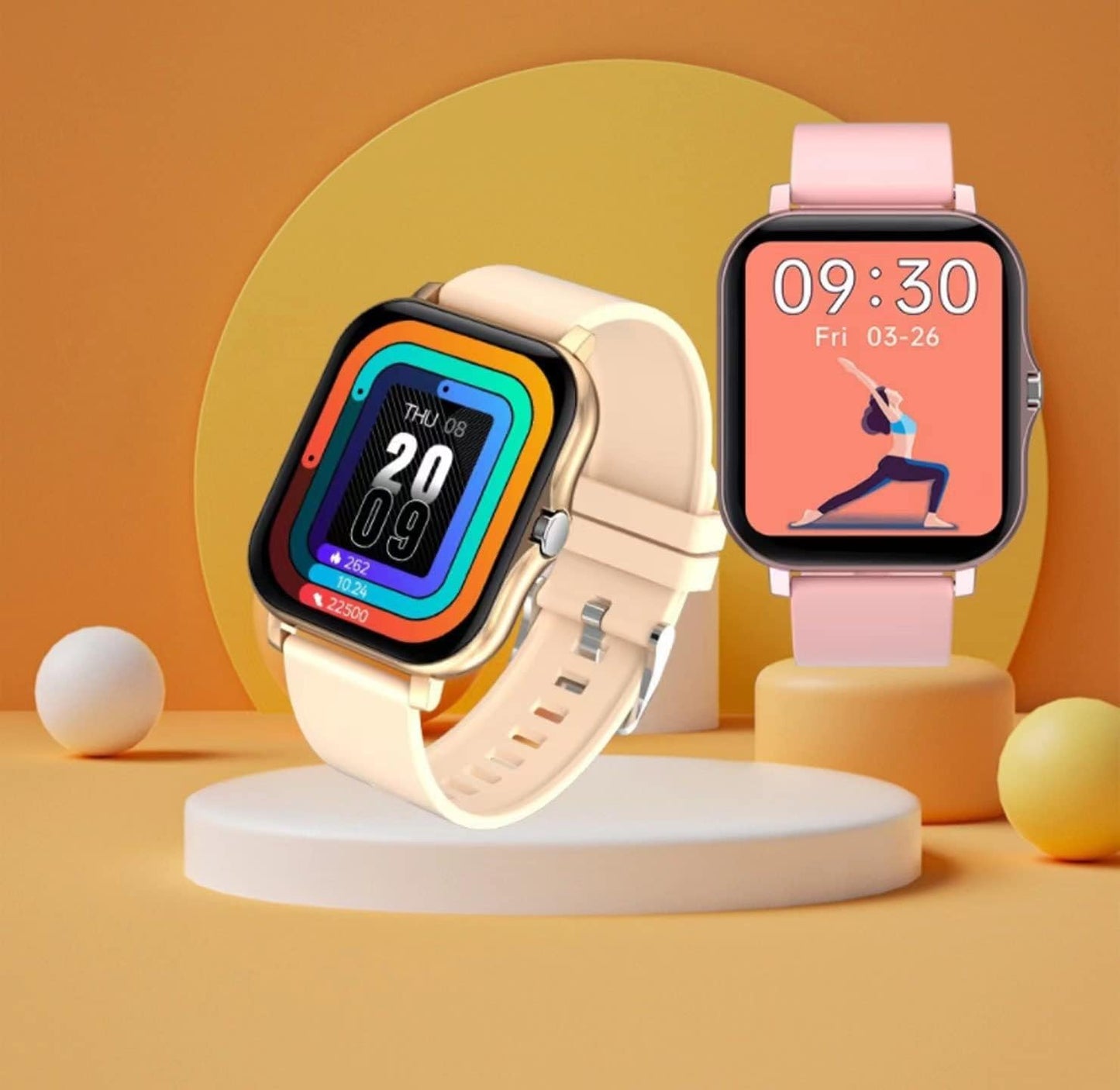 Smart Fitness Tracker Watch for Android/Ios - IP68, Heart Rate/Blood Oxygen/Sleep Monitoring, 8 Sports Modes, Breath Training, Weather Updates - 1.69-Inch Display for Men and Women (Rose Gold)
